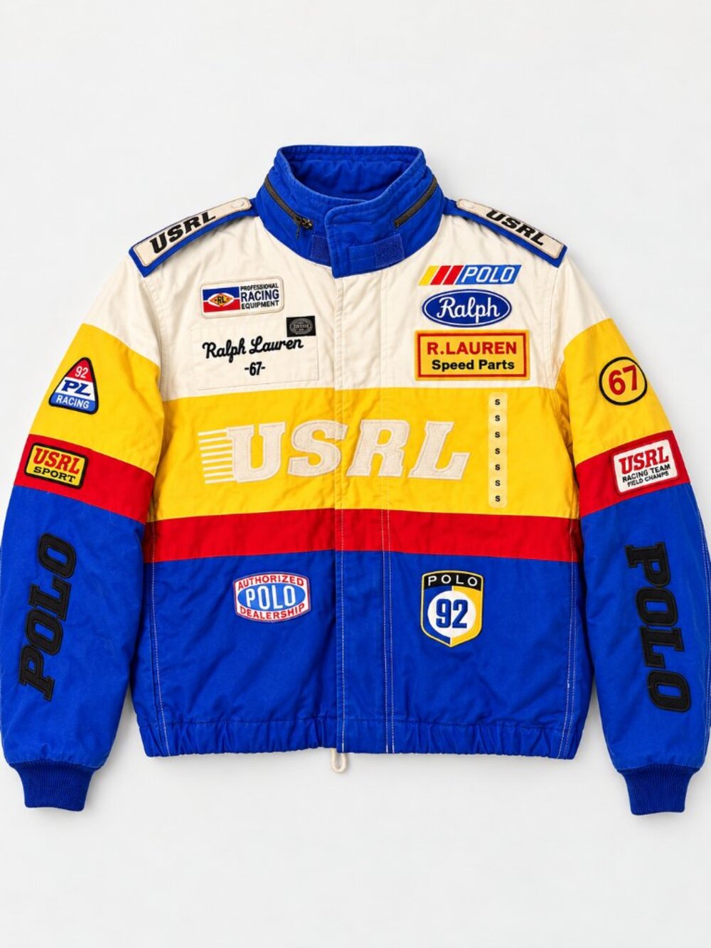 Polo Ralph Lauren Racing Jacket White Blue NWT Small Oversized